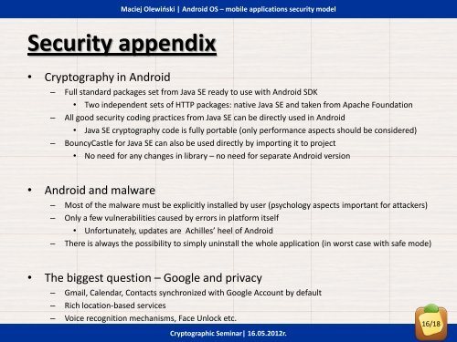 Mobile applications security â Android OS (case study) - cygnus