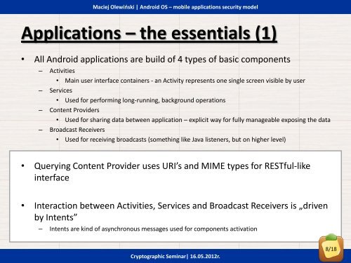Mobile applications security â Android OS (case study) - cygnus