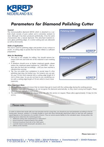 Parameters for Diamond Polishing Cutter - Karat