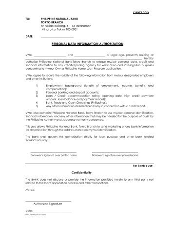 Loan Application Set 7 of 7 - Philippine National Bank