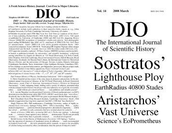 DIO vol. 14 - DIO, The International Journal of Scientific History