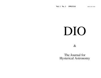 DIO 1.1 - DIO, The International Journal of Scientific History