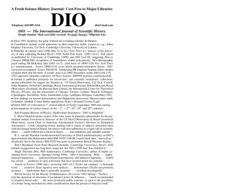 The Ancient Star Catalog - DIO, The International Journal of ...