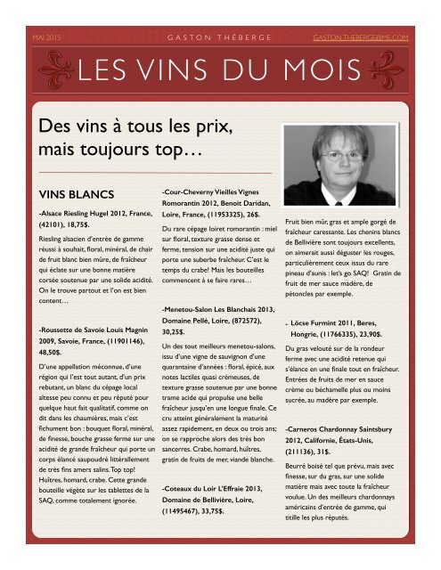 LES VINS DU MOIS