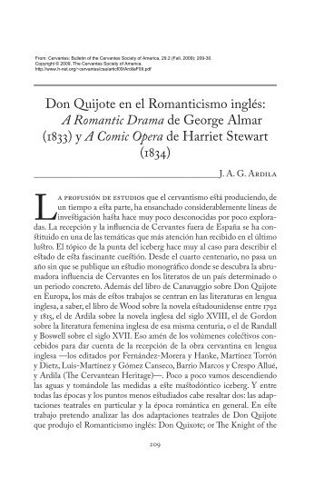 Don Quijote en el Romanticismo inglés: A Romantic Drama de - H-Net