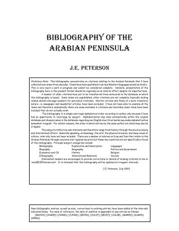 Bibliography of the Arabian Peninsula - JEPeterson.net