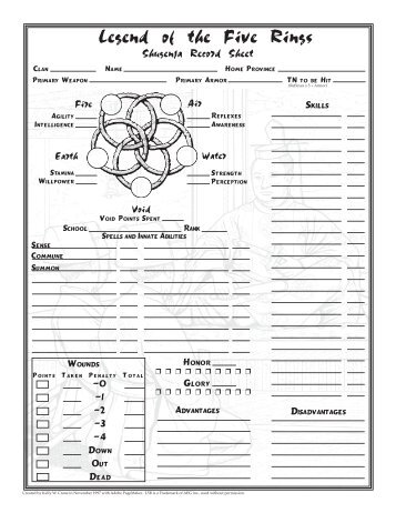 Character Sheet for 1st Edition (Shugenja) - Kaze no Shiro