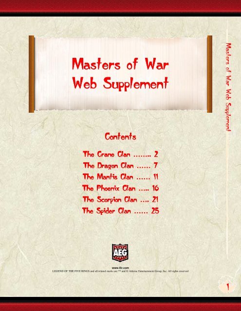 Masters of War Masters of War Web Supplement - Kaze no Shiro