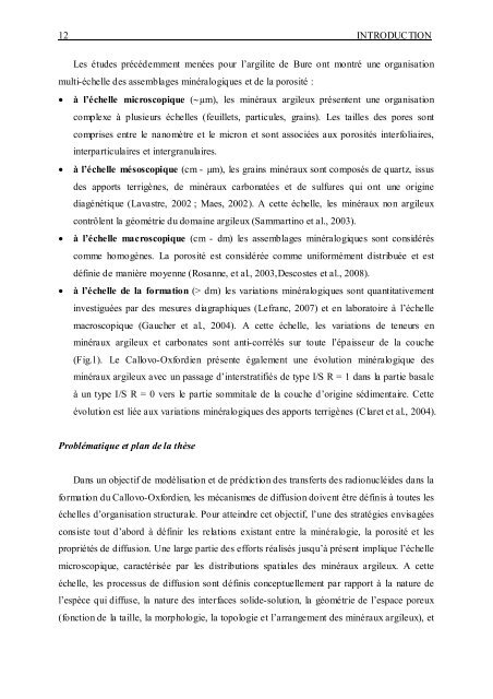 Minéralogie, porosité et diffusion des solutés dans l'argilite du ...