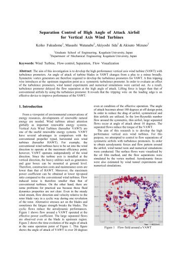 Separation Control of High Angle of Attack Airfoil for Vertical Axis ...