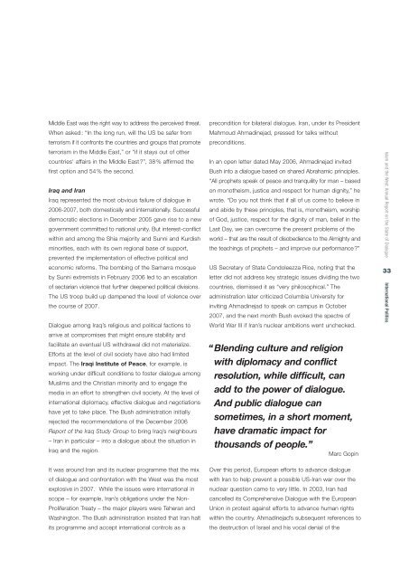 Islam and the  West: Annual Report on the State of Dialogue