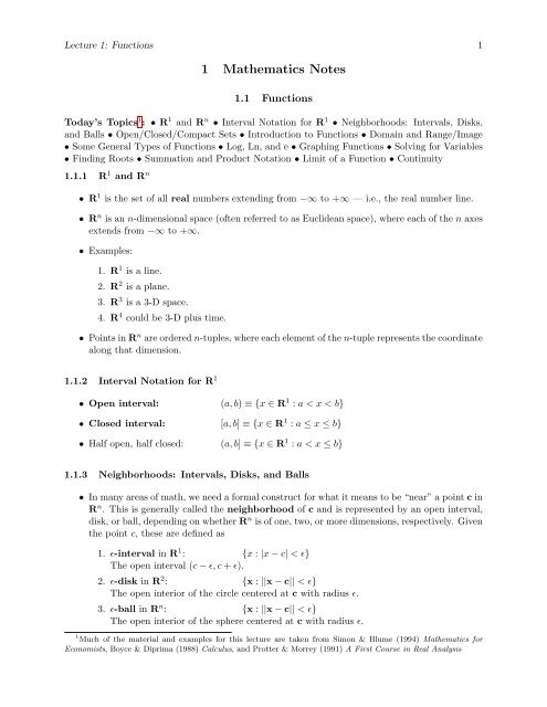 1 Mathematics Notes See Also