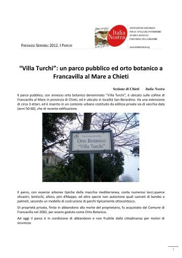 un parco pubblico ed  orto botanico a Francavilla al Mare a Chieti