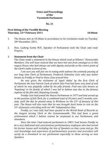 No 21 - 23 February 2012 - The Government of the Republic of Nauru