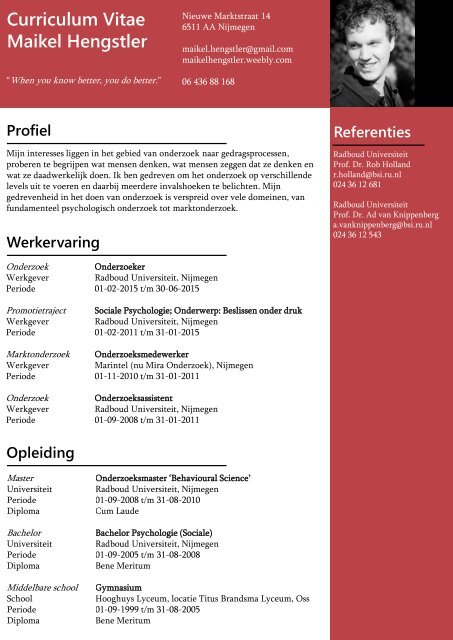 Curriculum Vitae Maikel Hengstler