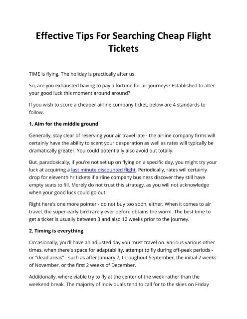 Effective Tips For Searching Cheap Flight Tickets