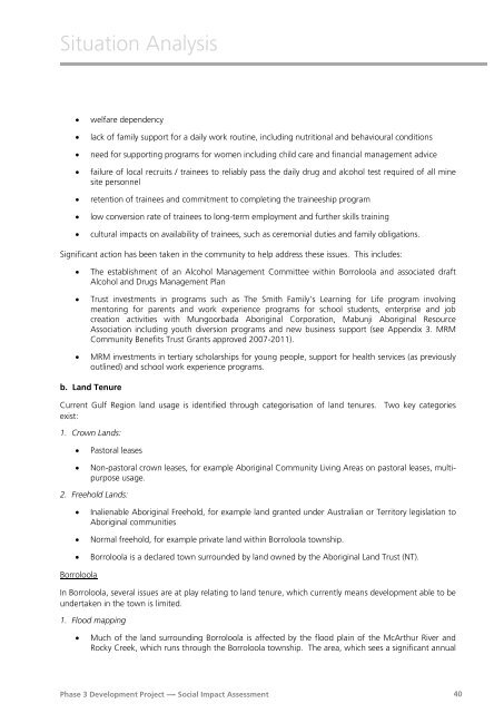 Social Impact Assessment - McArthur River Mining