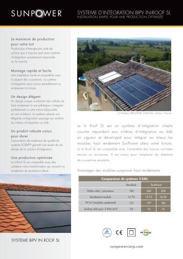 Fiche technique Sunpower Inroof 245 WHT - SB ENERGY