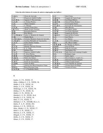 Revista Lusitana â€“ Ãndice de antropÃ³nimos 1 CEF / CLUL A AarÃ£o ...