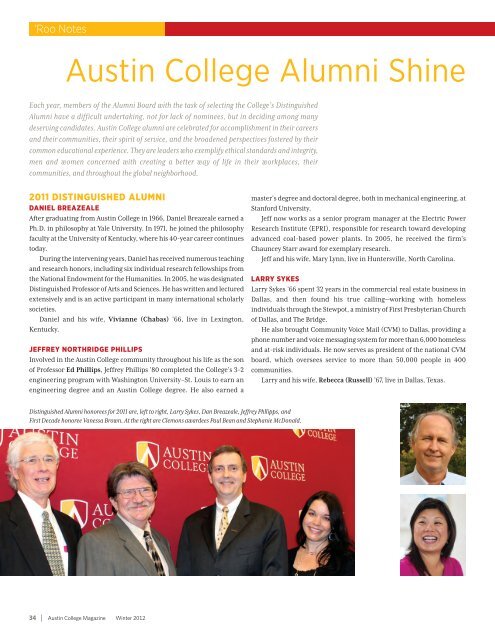 Winter 2012 - Austin College Magazine