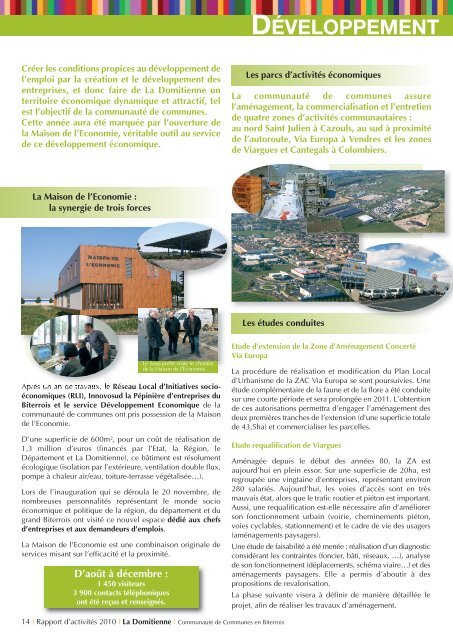 Rapport d'activitÃ©s 2010 - CommunautÃ© de communes La Domitienne