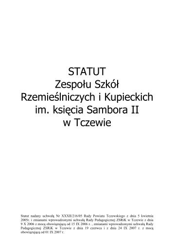 Statut Zespołu Szkół Rzemieślniczych i Kupieckich w Tczewi…