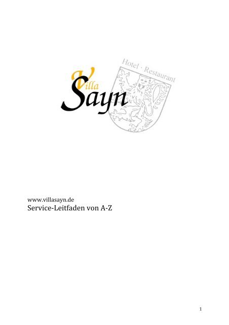 Service-­‐Leitfaden von A-­‐Z