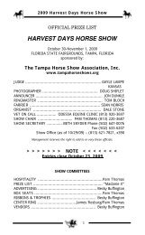 HARVEST DAYS HORSE SHOW - Tampa Horse Show Association