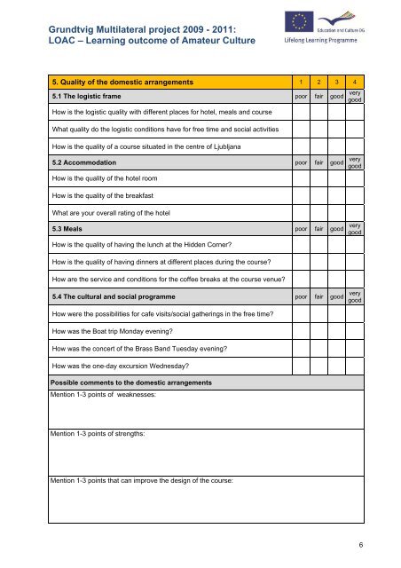 LOAC - Template, evaluation of pilot courses