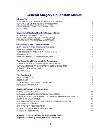 General Surgery Housestaff Manual - Department of Surgery