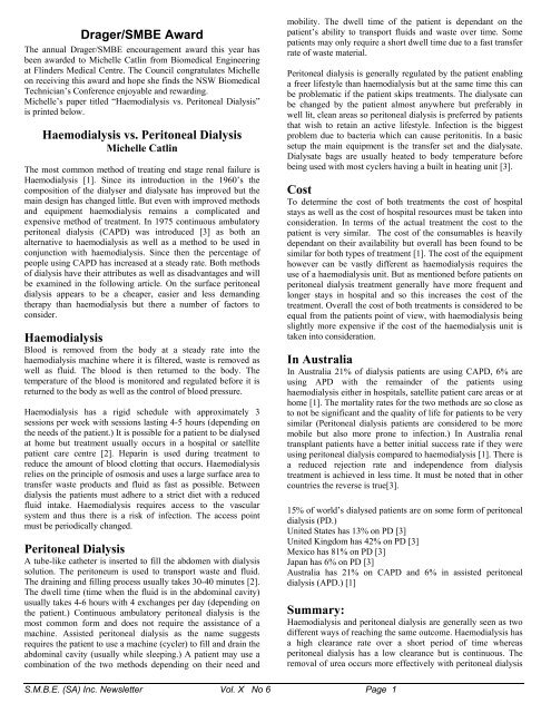 Haemodialysis vs. Peritoneal Dialysis