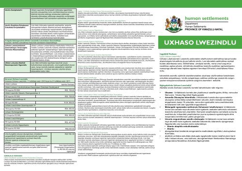 Uxhaso LwezindLU - The Department of Human Settlements > Home