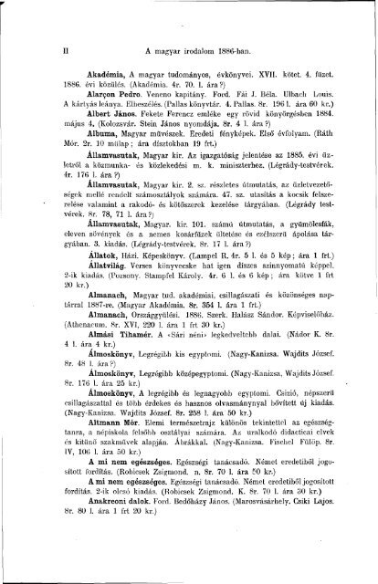 Magyar Könyvszemle Tizenegyedik évfolyam I.-VI. füzet, 1886 - EPA