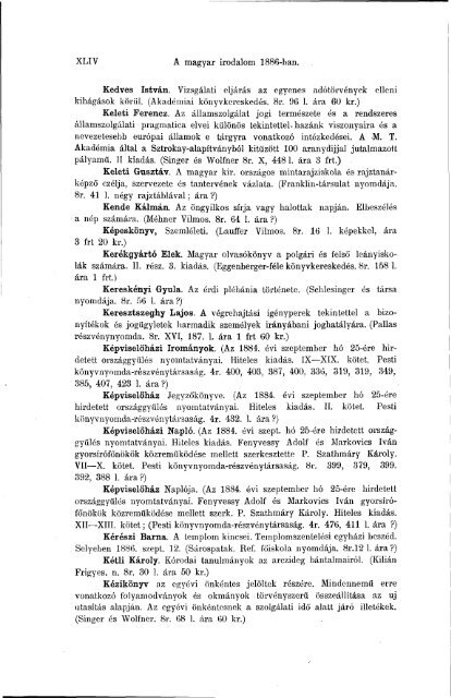 Magyar Könyvszemle Tizenegyedik évfolyam I.-VI. füzet, 1886 - EPA