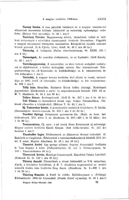 Magyar Könyvszemle Tizenegyedik évfolyam I.-VI. füzet, 1886 - EPA