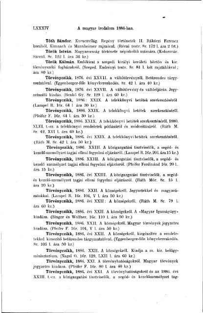 Magyar Könyvszemle Tizenegyedik évfolyam I.-VI. füzet, 1886 - EPA