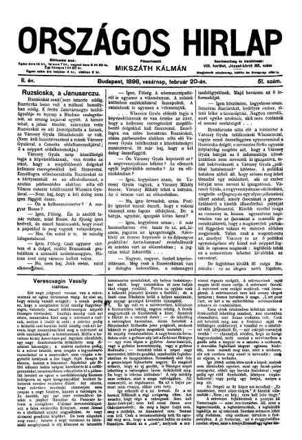 Országos Hirlap 1898. II. évf. 51. sz. (1898. február 20.) - EPA