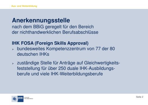 (IHK Rhein-Main-Neckar) "Anerkennung von Berufsqualifikationen"