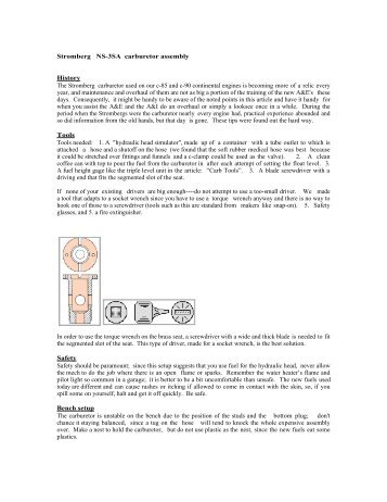 Stromberg Carburetor Assembly and Adjustment - The Fly Baby ...