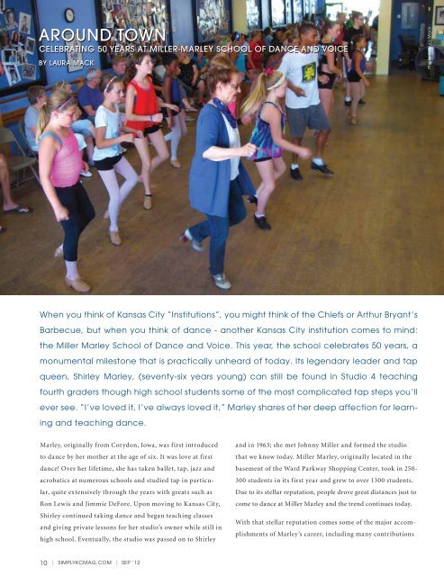 Sept 2012 Article - Miller Marley School of Dance and Voice