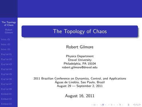 The Topology of Chaos - Department of Physics - Drexel University