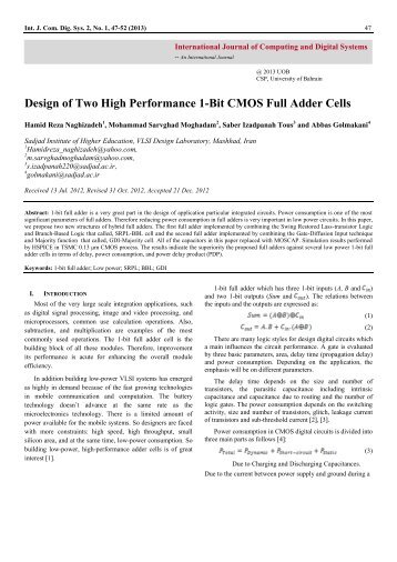 Design of Two High Performance 1-Bit CMOS Full Adder Cells