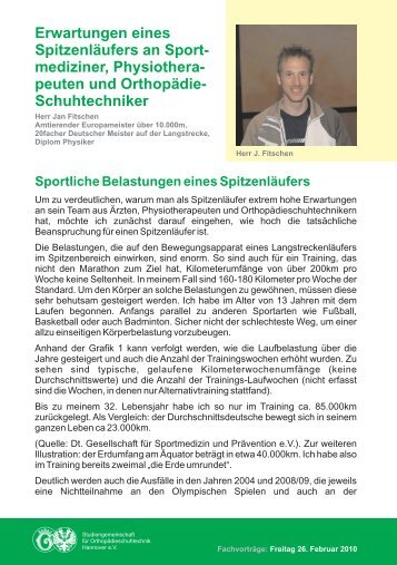 Erwartungen eines Spitzenläufers an Sport- mediziner, Physiothera ...