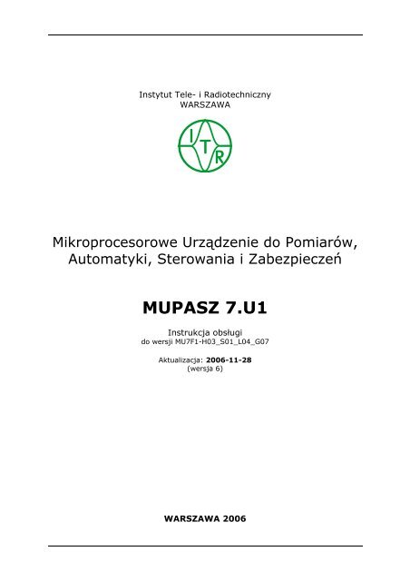 MUPASZ 7.U1 - Instytut Tele- i Radiotechniczny