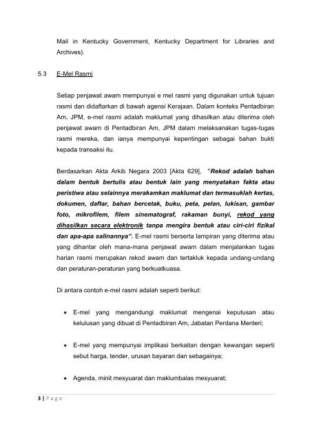 panduan pewujudan, penyimpanan dan pelupusan mel elektronik