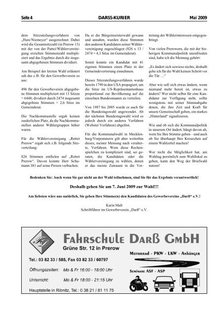Darss Kurier 01/2009 (Page 1) - Gewerbeverein DarÃ