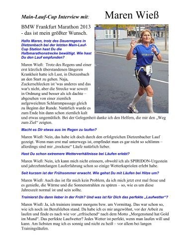 Ein Interview mit Maren WieÃ Ã¼ber den "Main-Lauf-Cup" findet ihr hier