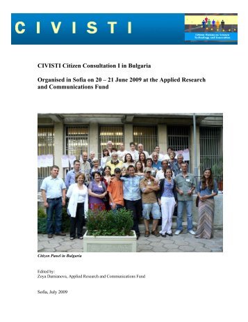 CIVISTI Citizen Consultation I in Bulgaria Organised in Sofia on 20 ...