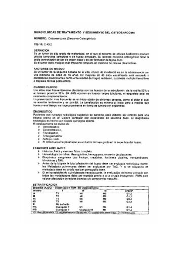 guias clínicas de tratamiento y seguimiento del osteosarcoma