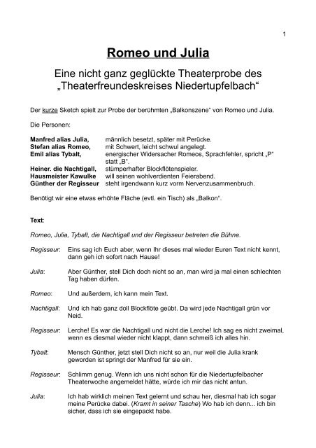 Romeo Und Julia Balkonszene Text Romeo und Julia - Heck Theater